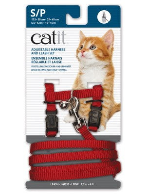 CAT IT HARNESS AND LEAD SET RED [SZ:SML]