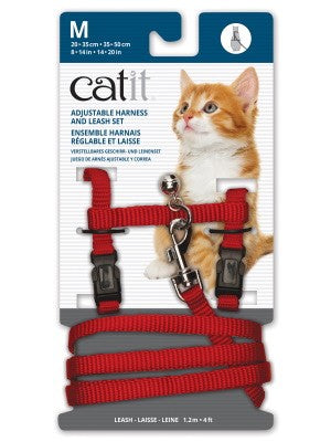 CAT IT HARNESS AND LEAD SET RED [SZ:MED]