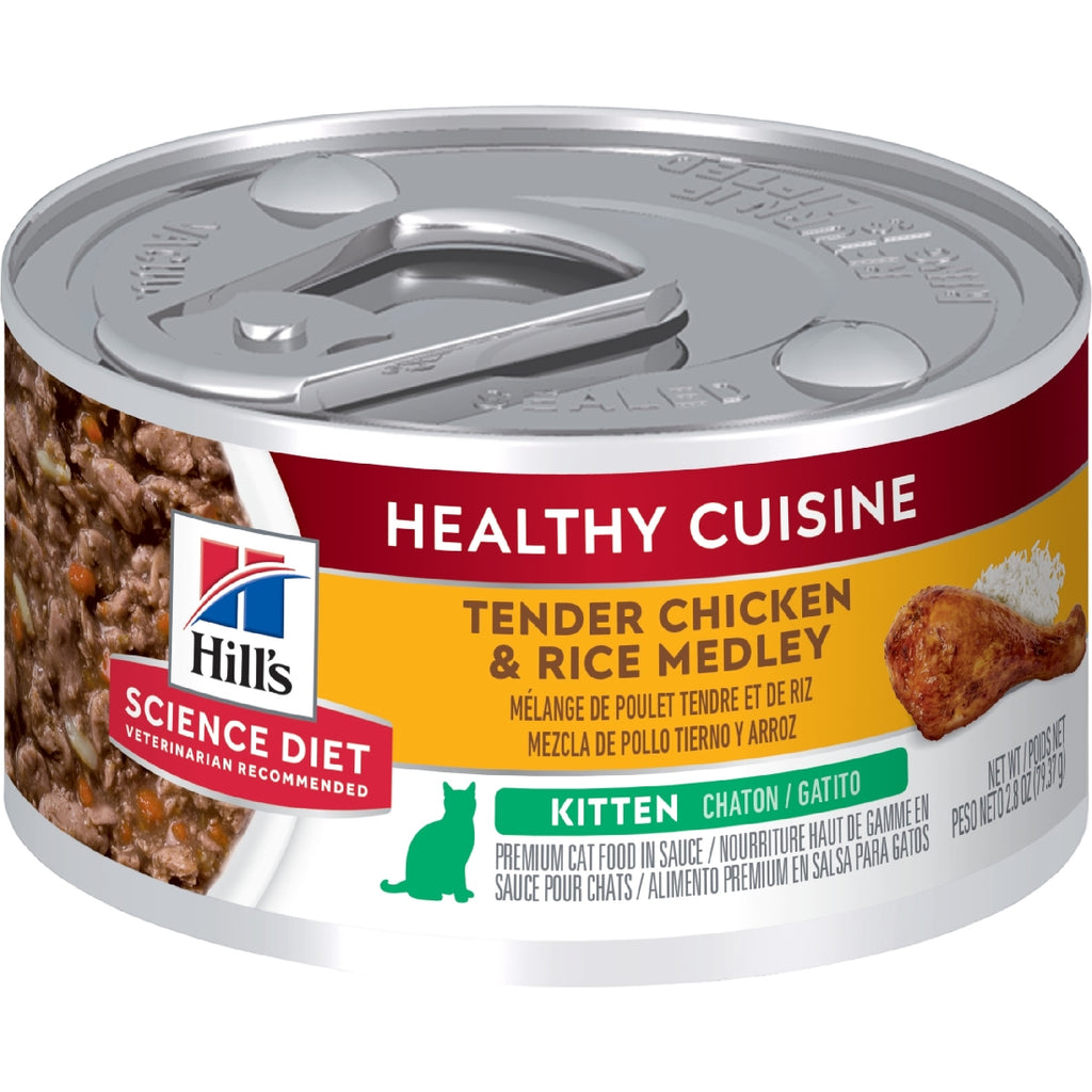 HILLS CAT CAN KITTEN HEALTHY CUISINE CHICKEN AND RICE 79G