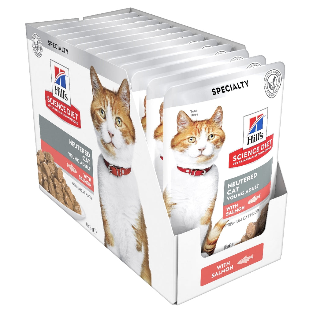 Pack Of 12 x HILLS SCIENCE DIET SACHET NEUTERED CAT WITH SALMON 85G