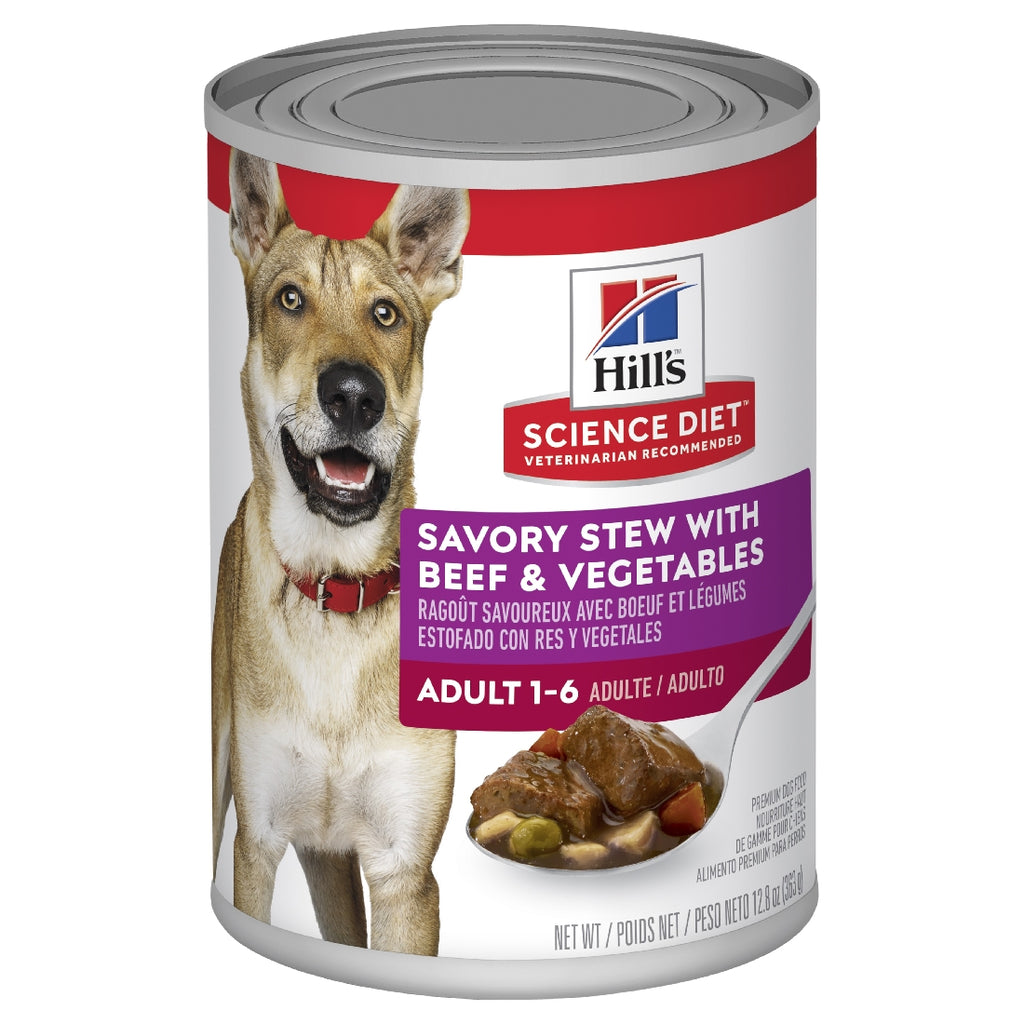 HILLS DOG CAN SAVORY STEW WITH BEEF AND VEGETABLES 363G