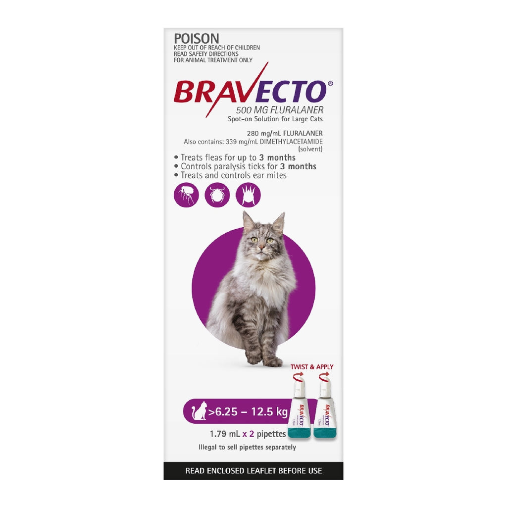 BRAVECTO CAT SPOT-ON 6.25-12.5KG PURPLE 2PK