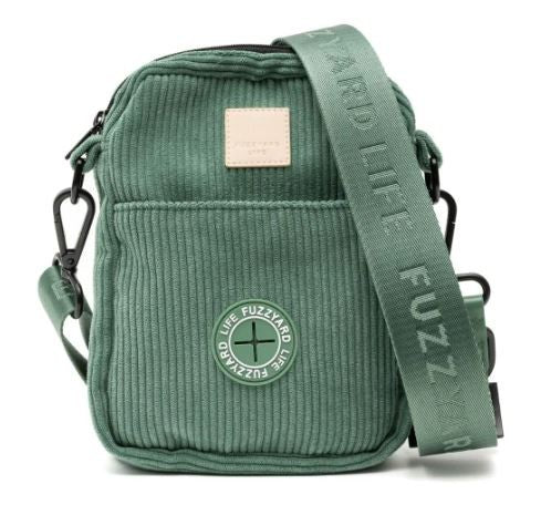 FUZZYARD LIFE CORDUROY CROSS BODY BAG WITH POO BAG DISPENSER AND TREAT POUCH [CLR:Myrtle Green]
