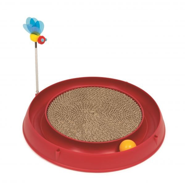 CATIT PLAY 3 IN 1 CIRCUIT BALL TOY WITH SCRATCH PAD (RED)