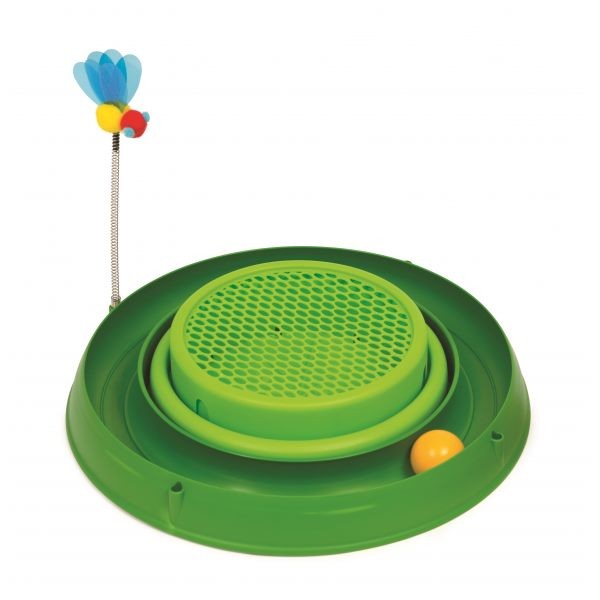 CATIT PLAY 3 IN 1 CIRCUIT BALL TOY WITH CAT GRASS PAD (GREEN)