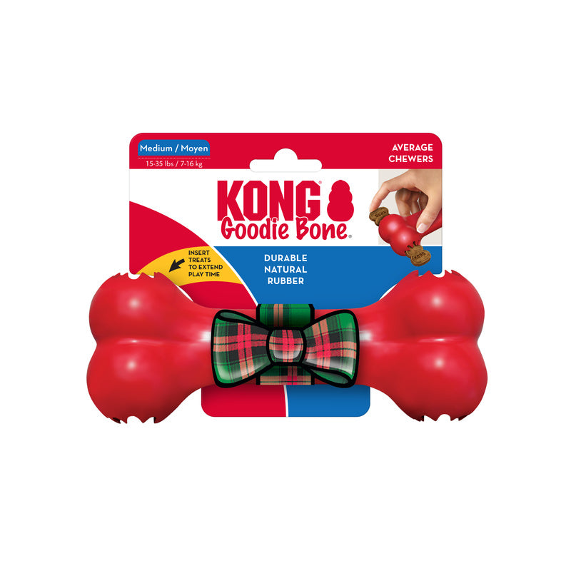 KONG XMAS HOLIDAY GOODIE BONE DOG TOY MED 2025