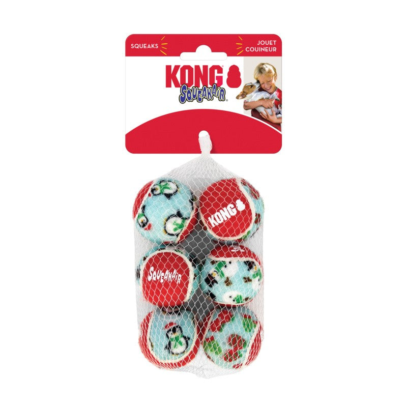 XMAS DOG TOY KONG HOLIDAY SQUEAKAIR BALLS SML 6PK 2022