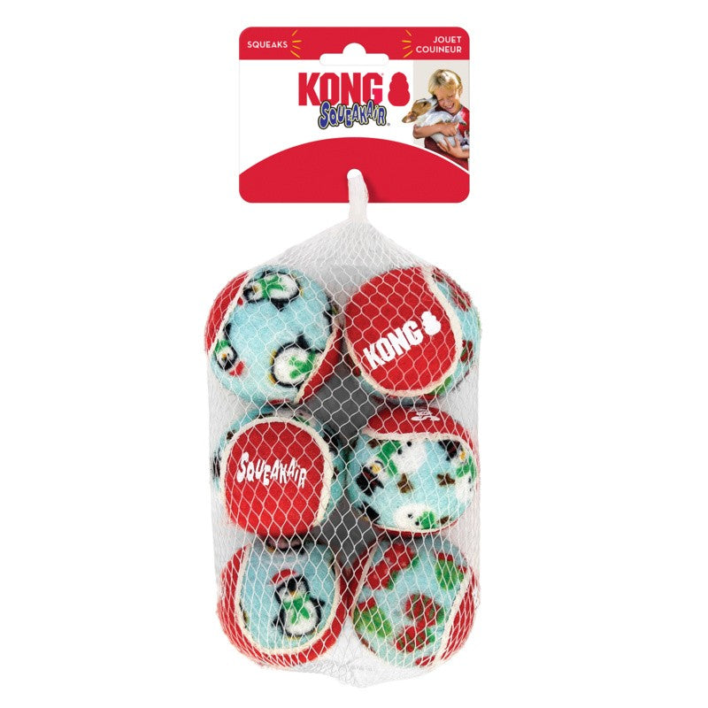 XMAS DOG TOY KONG HOLIDAY SQUEAKAIR BALLS MED 6PK 2023