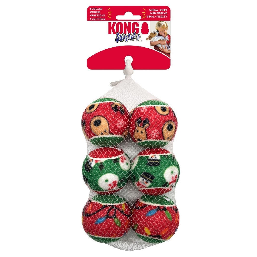 KONG XMAS HOLIDAY SQUEAKAIR® BALLS 6-PK 2024 [SZ:Medium]