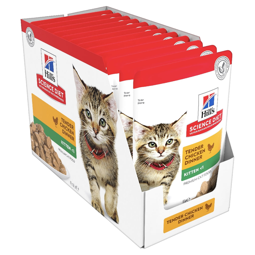 Pack Of 12 x HILLS SCIENCE DIET SACHET KITTEN CHICKEN 85G