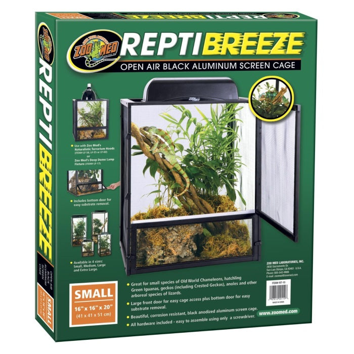 ZOO MED REPTIBREEZE OPEN AIR BLACK ALUMINIUM SCREEN REPTILE CAGE