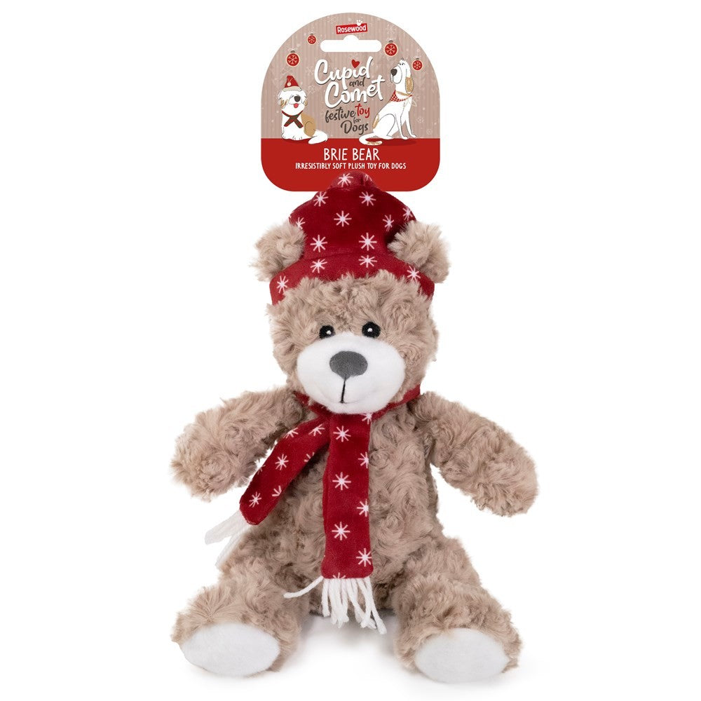 CUPID AND COMET XMAS FESTIVE BRIE BEAR DOG TOY