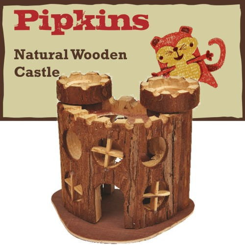 PIPKINS NATURAL WOODEN CASTLE FOR SMALL ANIMALS