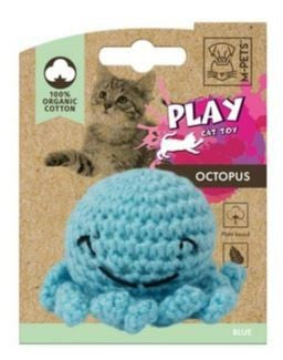 M-PETS 100% ORGANIC COTTON OCTOPUS CAT TOY [CLR:BLUE]