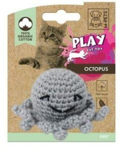 M-PETS 100% ORGANIC COTTON OCTOPUS CAT TOY [CLR:Grey]