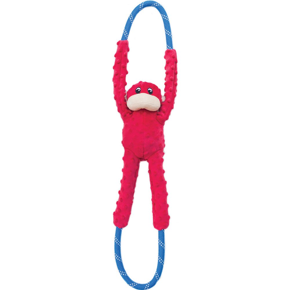 DOG TOY ZIPPY PAWS ROPE TUGZ MONKEY RED