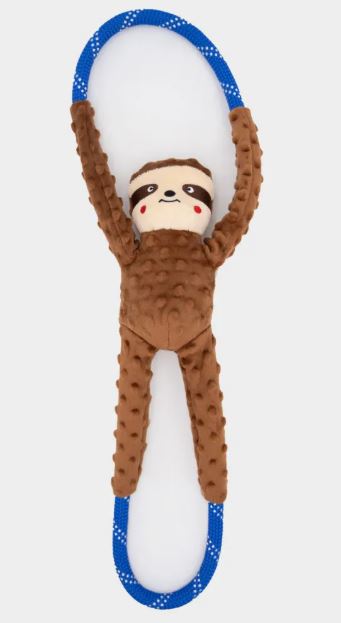 ZIPPY PAWS ROPE TUGZ DOG TOY SLOTH