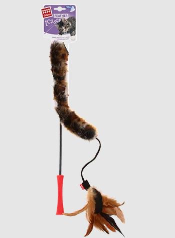  GIGWI FEATHER TEASER WITH PLUSH TAIL CAT TOY