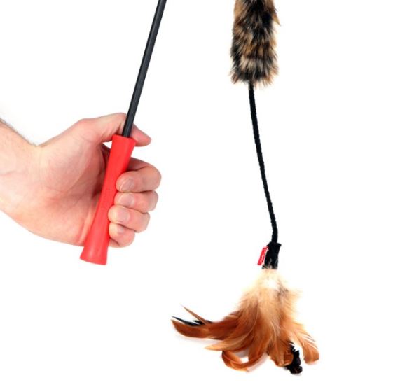  GIGWI FEATHER TEASER WITH PLUSH TAIL CAT TOY