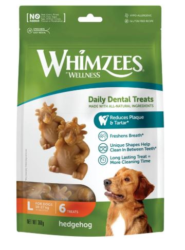 WHIMZEE HEDGEHOG VALUE BAG DOG TREAT LGE 6PK
