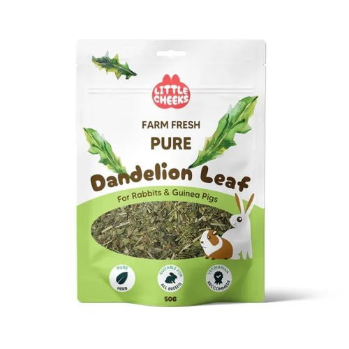 LITTLE CHEEKS FARM FRESH PURE DANDELION LEAF TREAT FOR SMALL ANIMALS 50G