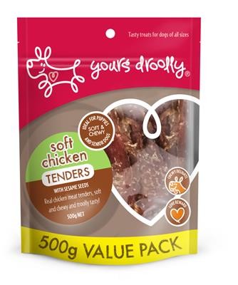 YOURS DROOLY SOFT CHICKEN TENDERS DOG TREATS 500G