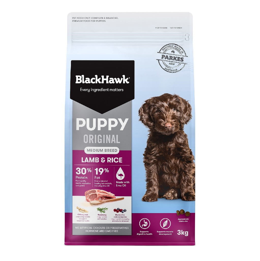 BLACK HAWK DOG PUPPY LAMB AND RICE MEDIUM BREED [WGT:3KG]