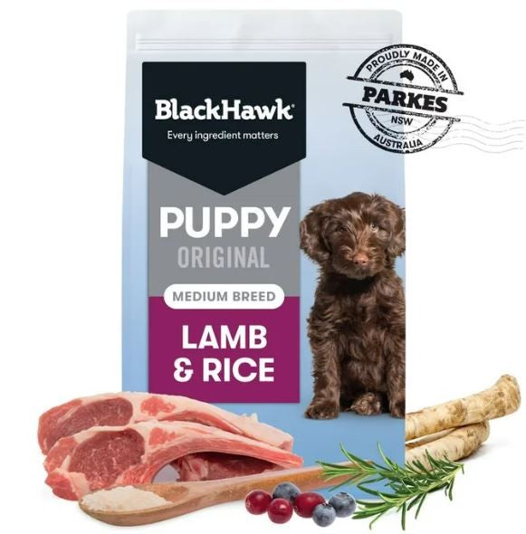 BLACK HAWK DOG PUPPY LAMB AND RICE MEDIUM BREED [WGT:20KG]