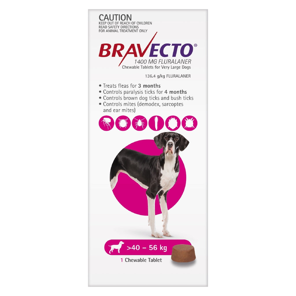 BRAVECTO DOG CHEWABLE PINK 40-56 KG 1 TABLET