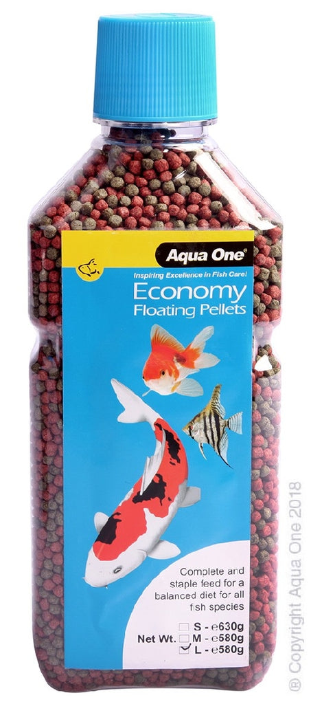 AQUA ONE ECONOMY GOLDFISH AND KOI PELLETS 3MM [WGT:580G]