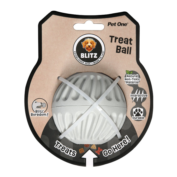 BLITZ RUBBER TREAT BALL GREY DOG TOY [SZ:MED]