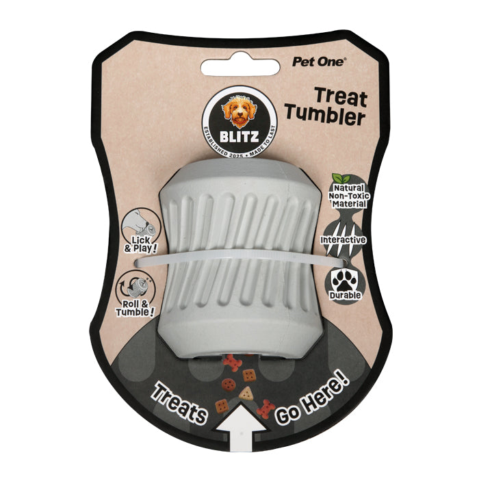 BLITZ RUBBER TREAT TUMBLER GREY DOG TOY [SZ:MED]
