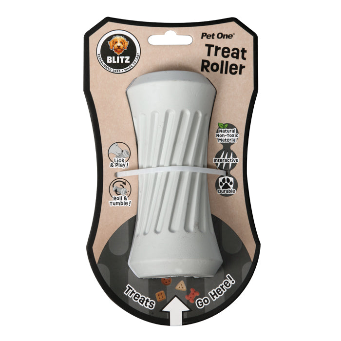 BLITZ RUBBER TREAT ROLLER GREY DOG TOY [SZ:MED]