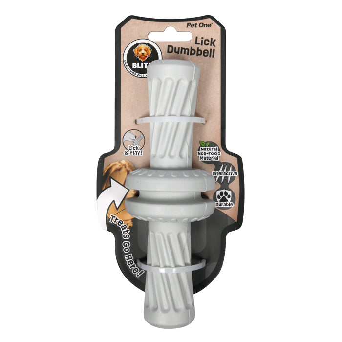 BLITZ RUBBER LICK DUMBBELL GREY DOG TOY [SZ:MED]