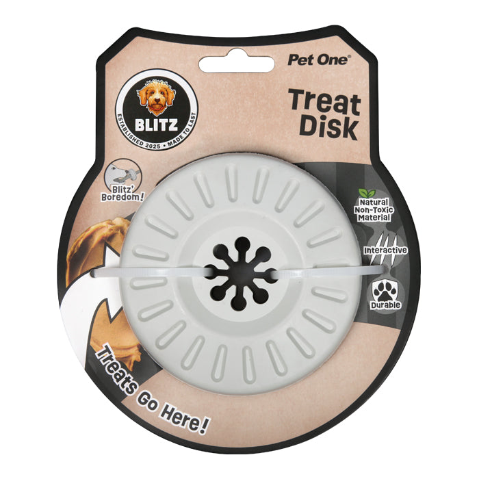 BLITZ RUBBER TREAT DISK GREY DOG TOY