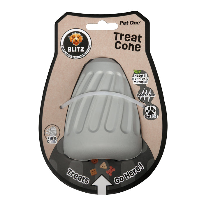 BLITZ RUBBER TREAT CONE GREY DOG TOY [SZ:MED]