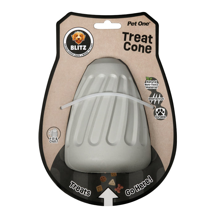 BLITZ RUBBER TREAT CONE GREY DOG TOY [SZ:LGE]