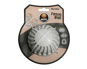 BLITZ RUBBER FETCH BALL GREY DOG TOY [SZ:LGE]