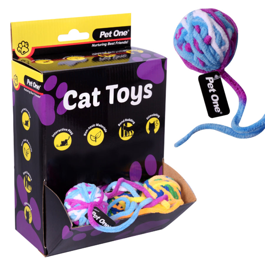 PET ONE YARN BALL WITH TAIL CAT TOY 5CM