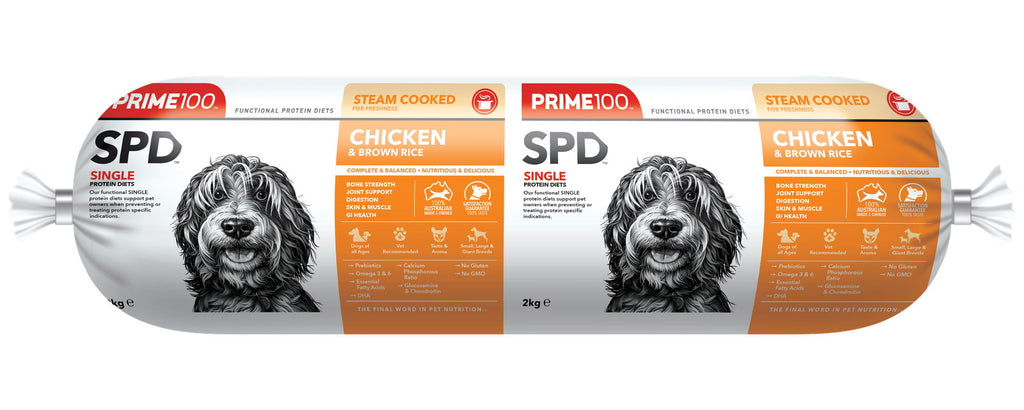PRIME100 SPD CHICKEN AND BROWN RICE ROLL 2KG