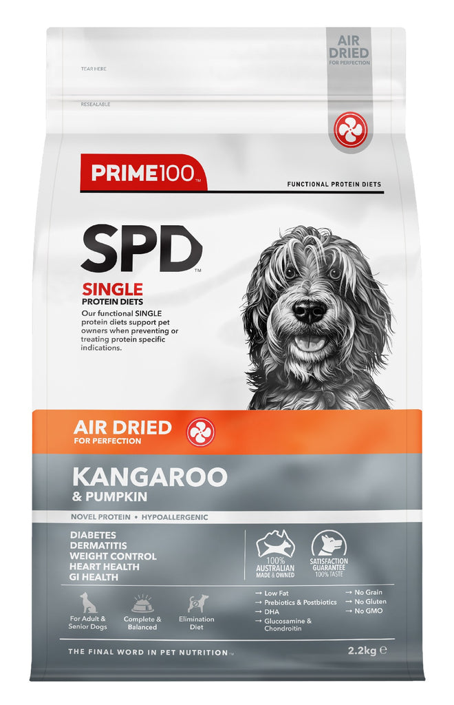 PRIME100 SPD AIR DRIED KANGAROO AND PUMPKIN ADULT DOG FOOD [WGT:2.2KG]
