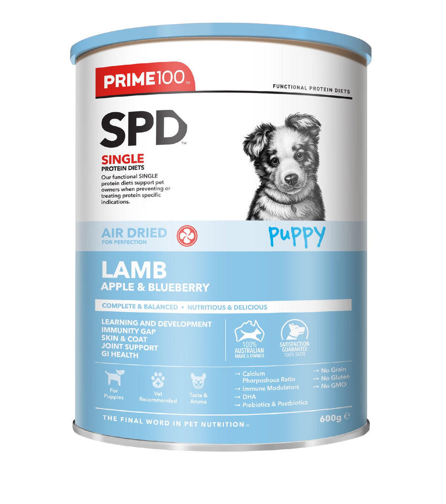 PRIME100 SPD AIR DRIED LAMB, APPLE AND BLUEBERRY PUPPY DOG FOOD [WGT:600G]