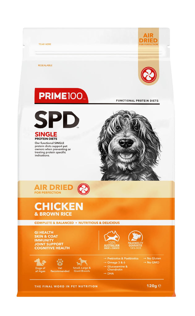 PRIME100 SPD AIR DRIED CHICKEN AND BROWN RICE ADULT DOG FOOD [WGT:120G]