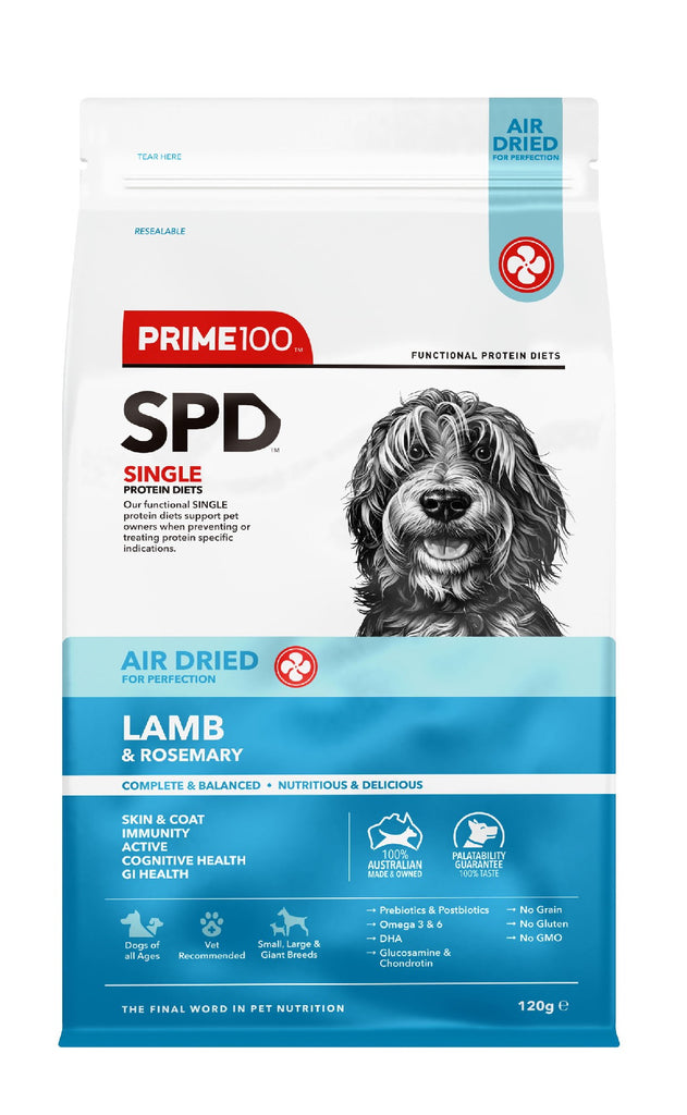 PRIME100 SPD AIR DRIED LAMB AND ROSEMARY ADULT DOG FOOD [WGT:120G]