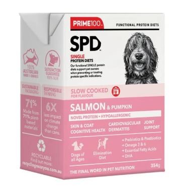 PRIME100 SPD SLOW COOKED SALMON AND PUMPKIN 354G