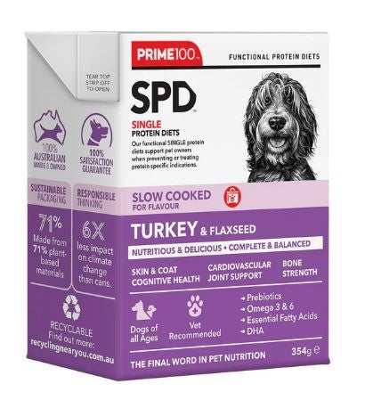 PRIME 100 SPD SLOW COOKED TURKEY AND FLAXSEED 354G