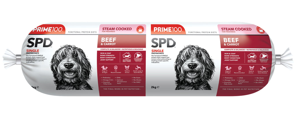 PRIME100 SPD BEEF AND CARROT ROLL 2KG