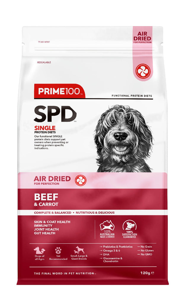 PRIME100 SPD AIR DRIED BEEF AND CARROT ADULT DOG FOOD [WGT:120G]