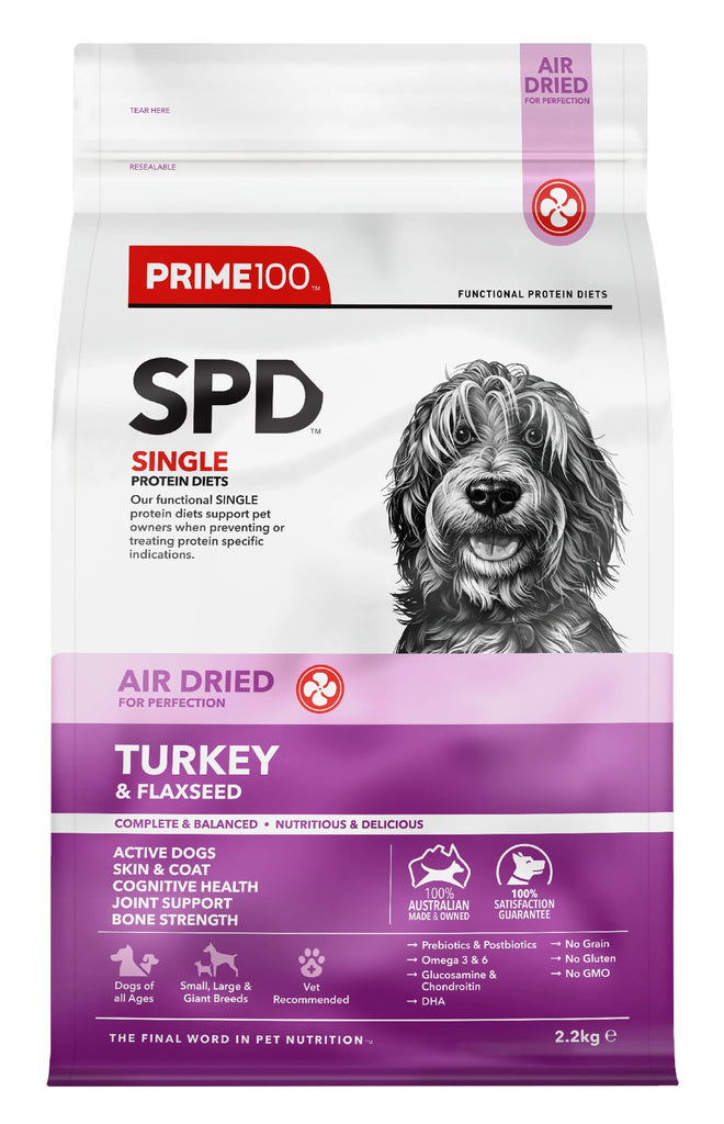 PRIME100 SPD AIR DRIED TURKEY AND FLAXSEED ADULT DOG FOOD [WGT:2.2KG]
