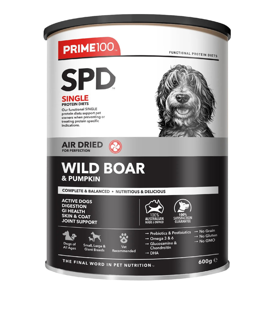 PRIME100 SPD AIR DRIED WILD BOAR AND PUMPKIN ADULT DOG FOOD [WGT:600G]